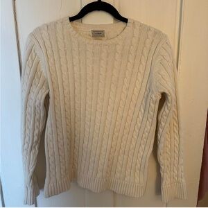 L.L. Bean White Cable Knit Sweater